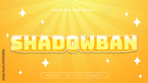 Yellow and white shadowban 3d editable text effect - font style