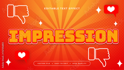 Red white and orange impression 3d editable text effect - font style