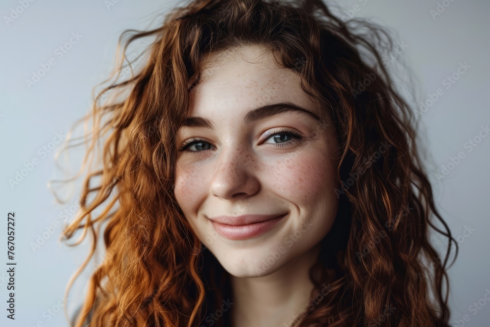 Portrait of a beautiful young redhead woman with freckles Portrait of a beautiful young redhead woman with freckles