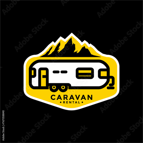Recreational vehicle or adventure and camper trailer logo template, travel and leisure vector design.