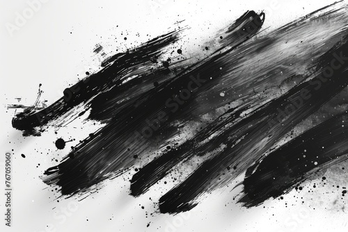 Modern distressed banner texture with dry brush strokes. Black isolated on white...