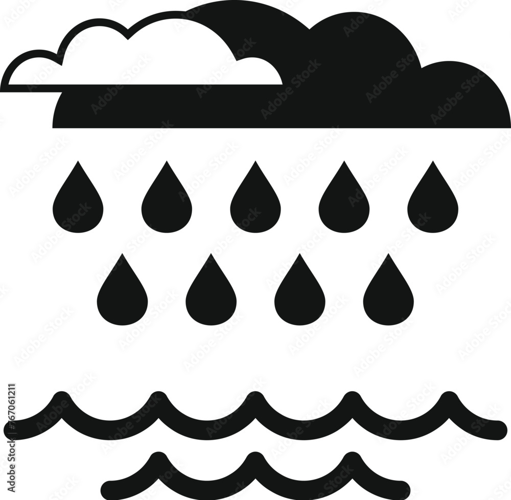 Sea level rise after rains icon simple vector. Climate disasters. Global warming Sea level rise after rains icon simple vector. Climate disasters. Global warming