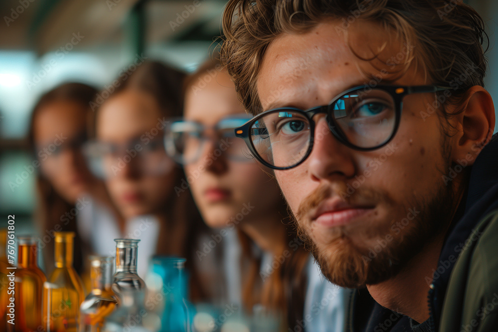 high school students in a lab with their teacher high school students in a lab with their teacher