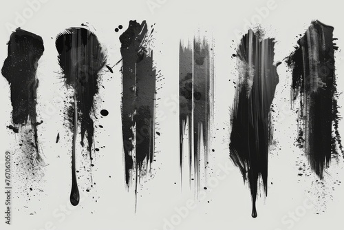 Black ink stains on a white background. Abstract dirty blots in modern format