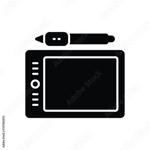 Black Solid Graphic Tablet vector icon