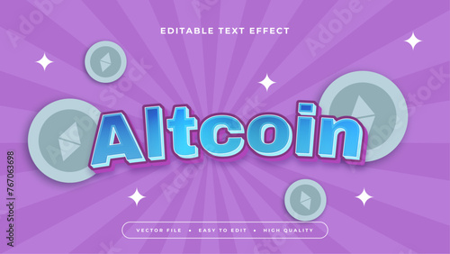 Blue gray grey and purple violet altcoin 3d editable text effect - font style