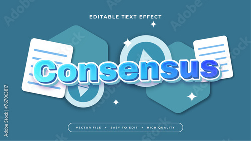 Blue and white consensus 3d editable text effect - font style photo