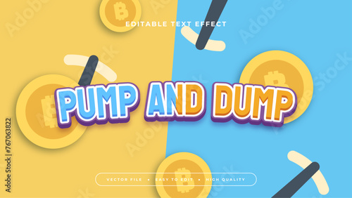 Yellow white and blue pump and dump 3d editable text effect - font style