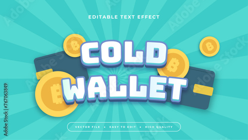 White yellow and blue cold wallet 3d editable text effect - font style