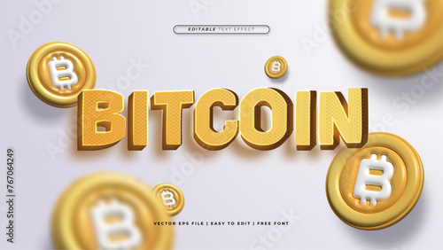 Orange yellow and white bitcoin 3d editable text effect - font style