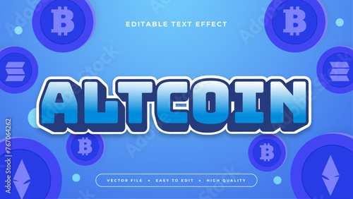 White and blue altcoin 3d editable text effect - font style