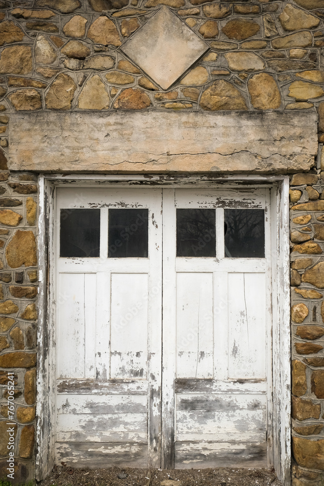 Rustic Abandoned Building With Stone Wall Rustic Abandoned Building With Stone Wall