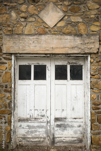 Rustic Abandoned Building With Stone Wall