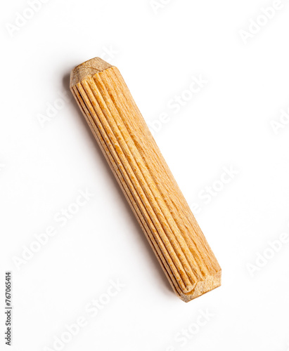 Wooden dowel isolated on white background