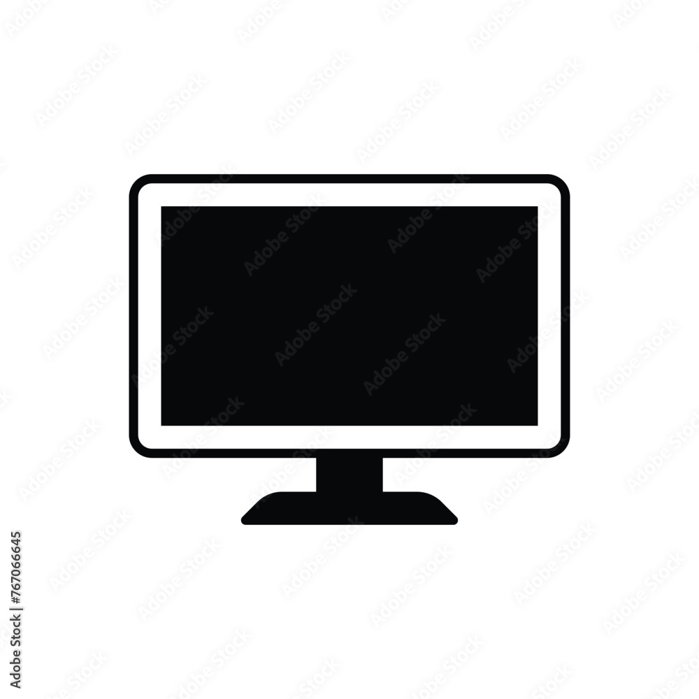 Black Solid Monitor vector icon Black Solid Monitor vector icon