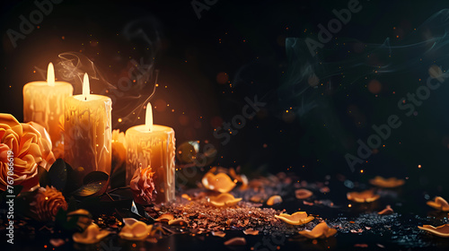 candles in the dark , generative ai photo