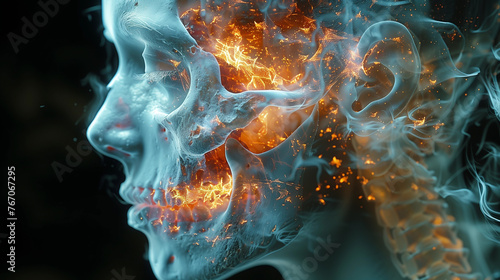 Artistic Concept of Human Mind on Fire Illustrating Mental Health, Creativity, and Neurological Research AI-Generated