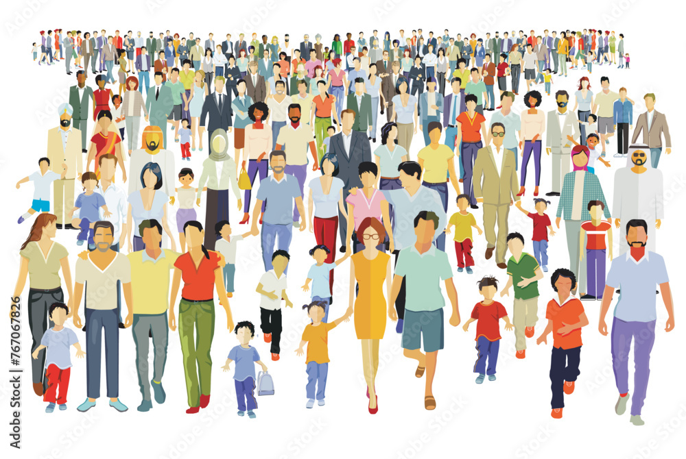 custom made wallpaper toronto digitalEine sehr große Gruppe von Menschen beisammen, isoliert auf weißem Hintergrund, illustration