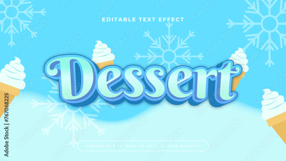 White brown and blue dessert 3d editable text effect - font style