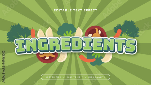 Colorful ingredients 3d editable text effect - font style