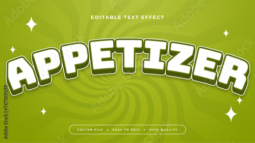 Green and white appetizer 3d editable text effect - font style