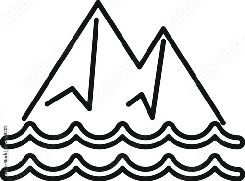 Mountains floods icon outline vector. Ice melting. Climate change disasters
