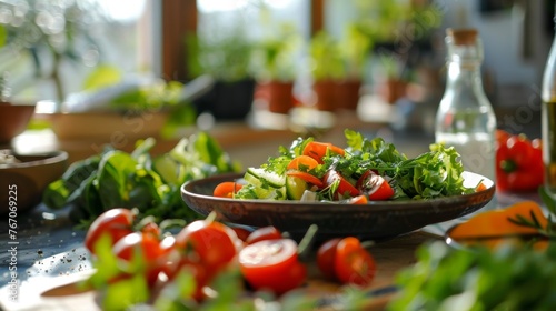 Delicious and Nutritious, Close-Up of Fresh Ingredients in a Healthy Meal