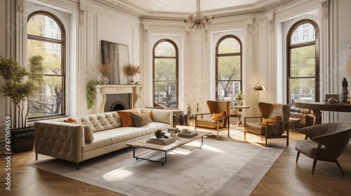 Historic brownstone with intricate moldings large windows and high ceilings. © Aeman