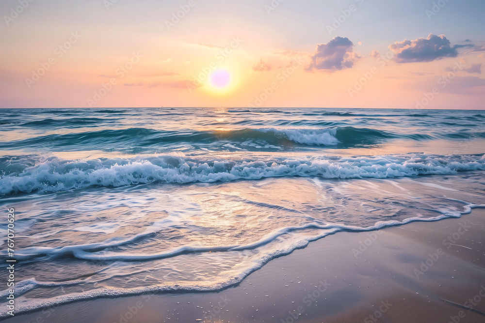 Peaceful Beach Sunset with Gentle Waves
