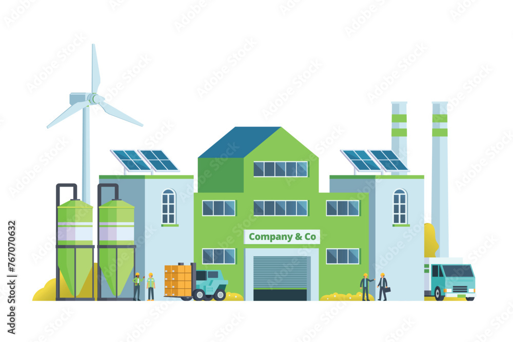 Green factory building illustration, vector elements for city and industry illustration Green factory building illustration, vector elements for city and industry illustration