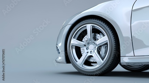 Close up of a generic luxury car's wheel and tire. © Pixel