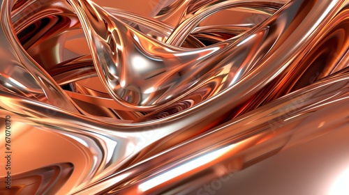 Abstract copper background. Liquid metal.