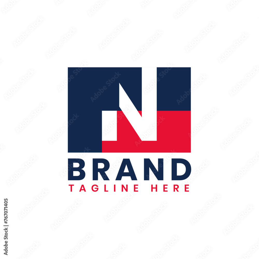 Fototapeta premium Patriotic N Logo Design, Alphabet N American Logo Template