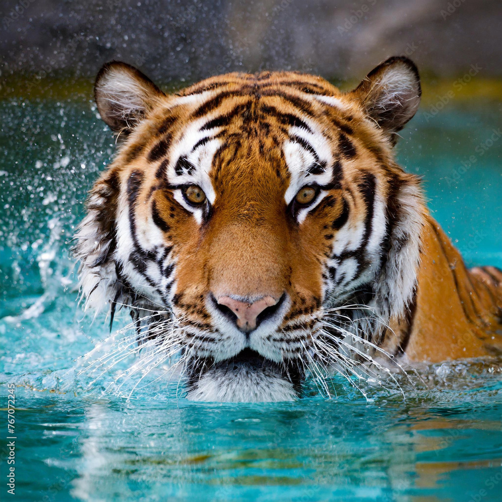 Naklejka premium swimming tiger