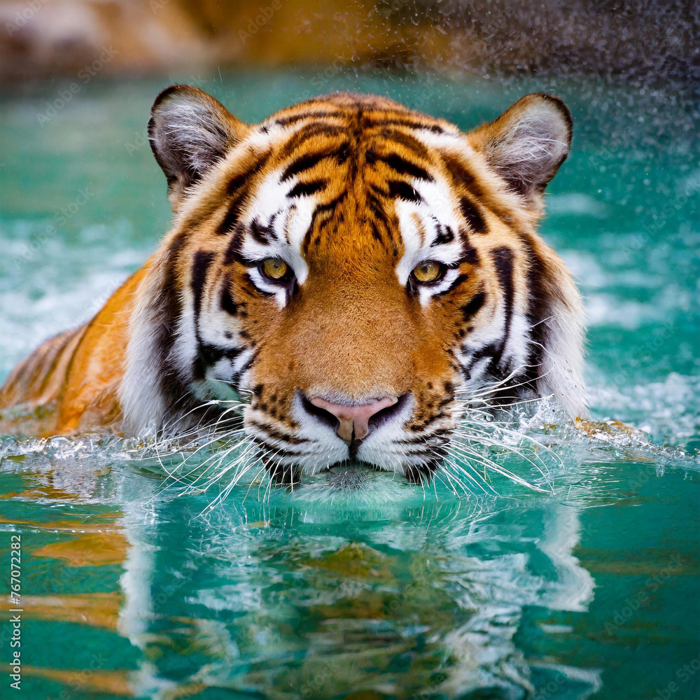 Naklejka premium swimming tiger