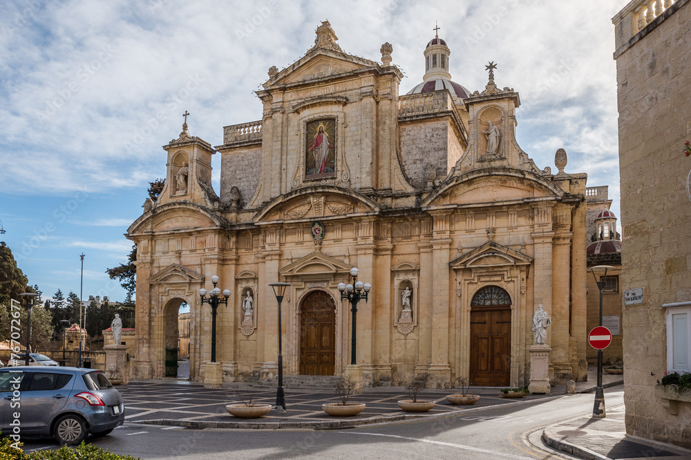 Collegiate Church of St Paul Iconic Architecture. The Basilica is a Roman Catholic Parish church located in Ir-Rabat, Malta.