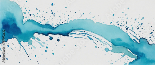 watercolor stain brush strokes blue texture horizontal on a white background colorful background