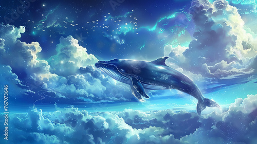 Whale painting in the sky
