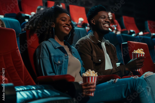 Couple Enjoying a Movie Date Night at the Cinema