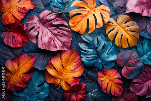 A tapestry of colorful  shaped leaves set against a vibrant background  celebrating the beauty of nature   The images are of high quality and clarity