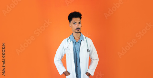 Black Young Doctor or Veterinarian Medical Resident With Stethoscope