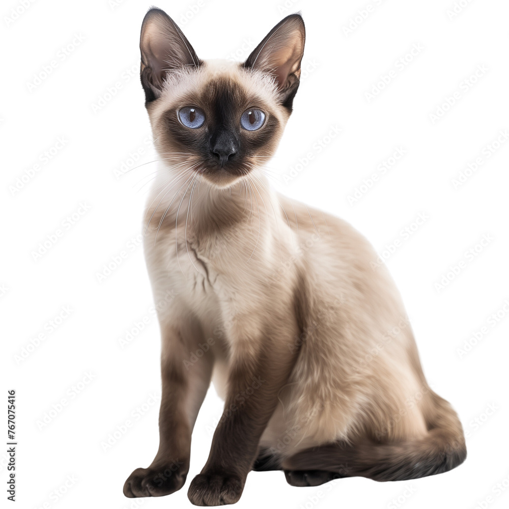 Siamese cat on a transparent background