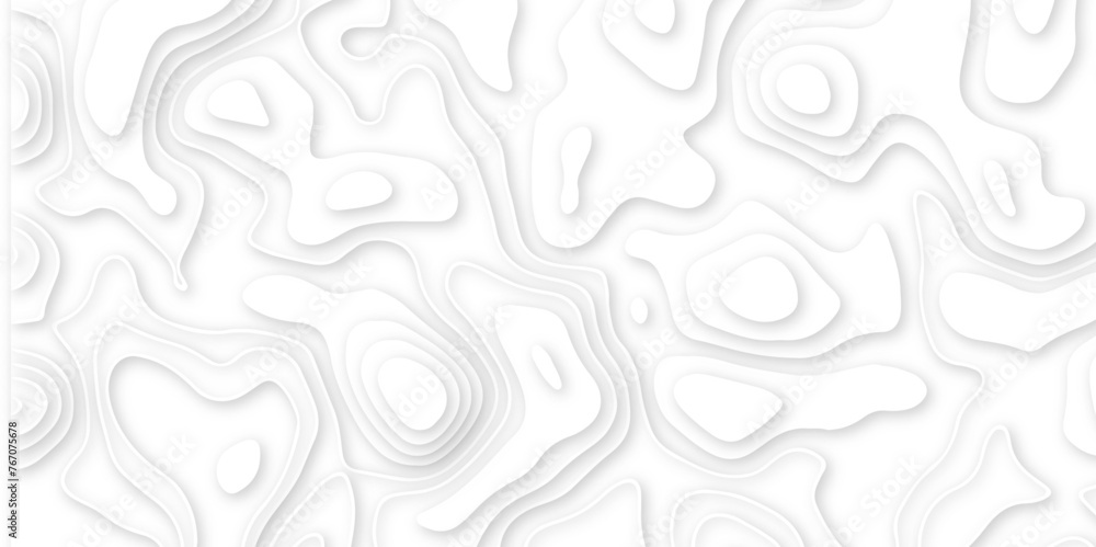 Abstract white paper cut background with line. 3d topography relief. Vector topographic illustration. realistic papercut decoration textured with wavy layer and shadow. seamless pattern wave design. - obrazy, fototapety, plakaty 