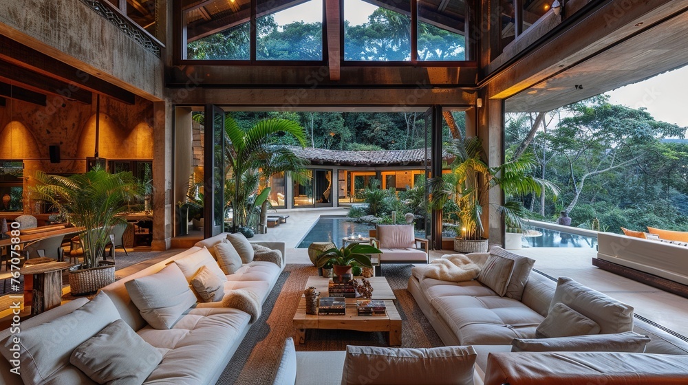 Jungle house mockup, luxury home in the rainforest