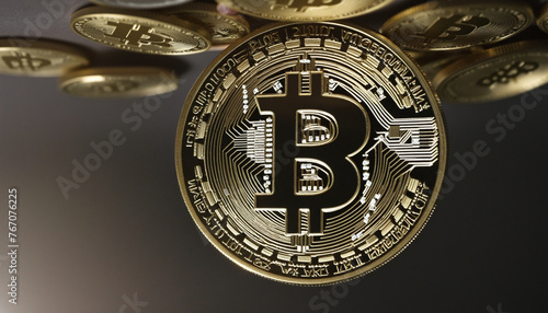 bitcoin coin with a virtual background colorful background