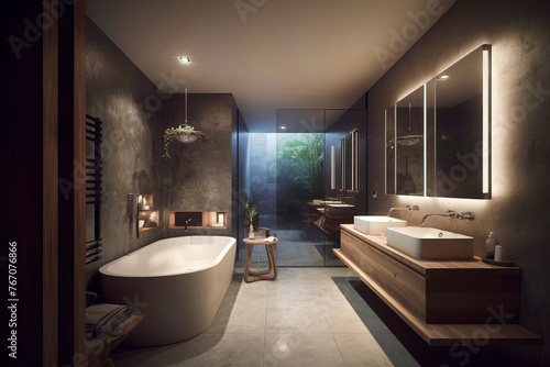 Bathroom interior in modern house in contemporary style.