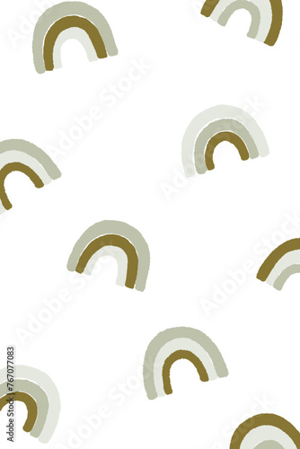 Minimalist nursery wall art poster, Rainbow, olive color