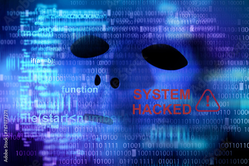 hacker attack , virus and malware alert , cyber security risk management concept 