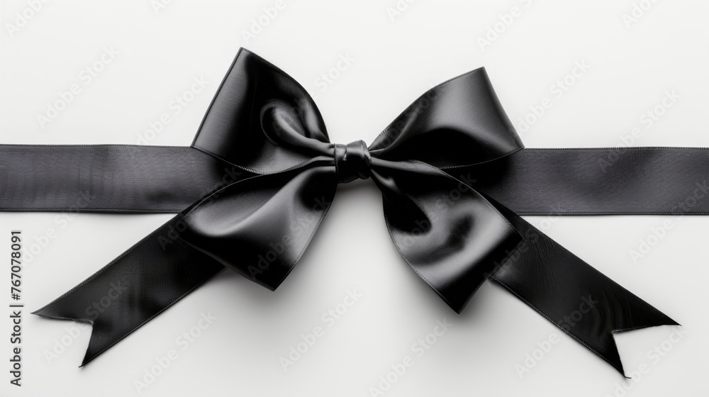 Black gift bow on white background. Gift wrapping ribbon Black gift bow on white background. Gift wrapping ribbon