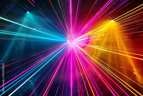 Colorful laser light show background with vivid beams and shapes  abstract illustration
